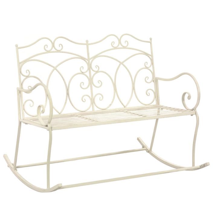 Banc de jardin 104 cm Fer Blanc antique - Photo n°1