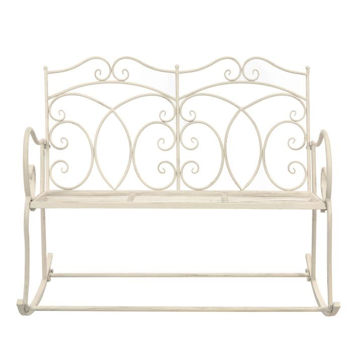 Banc de jardin 104 cm Fer Blanc antique - Photo n°2