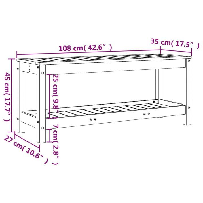 Banc de jardin 108x35x45 cm bois massif Douglas - Photo n°9