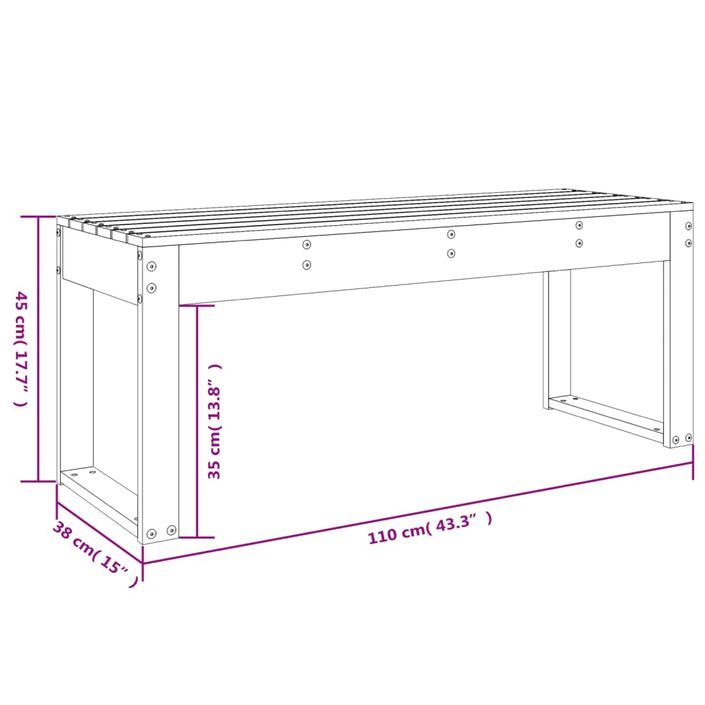 Banc de jardin 110x38x45 cm bois massif de douglas - Photo n°8