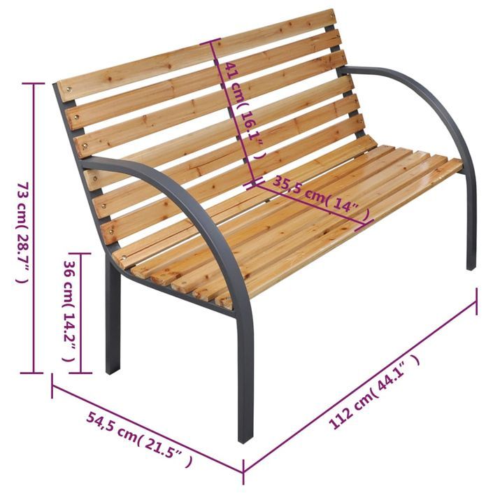 Banc de jardin 112 cm Bois de sapin massif - Photo n°5