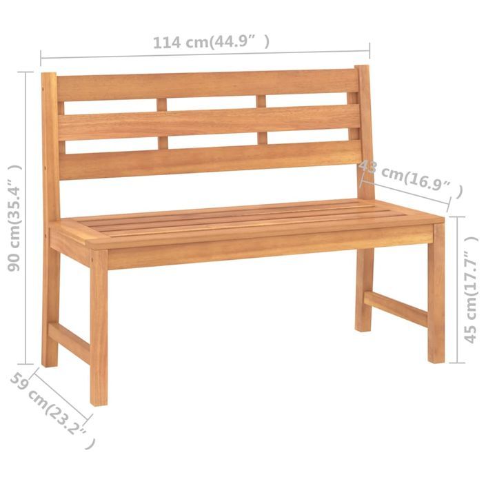 Banc de jardin 114 cm Bois de teck solide - Photo n°7