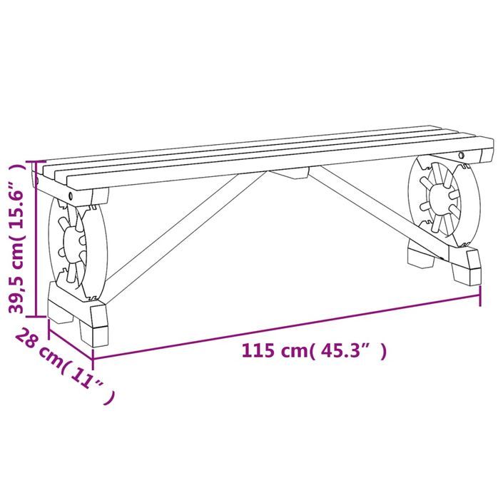 Banc de jardin 115 cm bois de sapin massif - Photo n°9