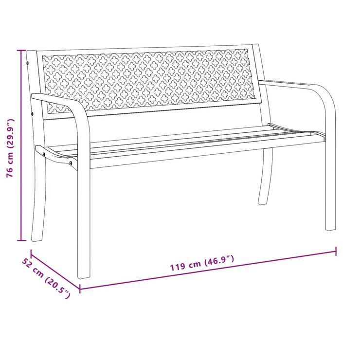 Banc de jardin 119 cm noir acier - Photo n°8