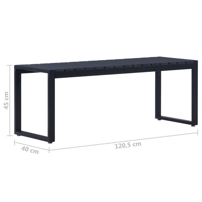 Banc de jardin 120,5 cm Panneau PS Noir - Photo n°5