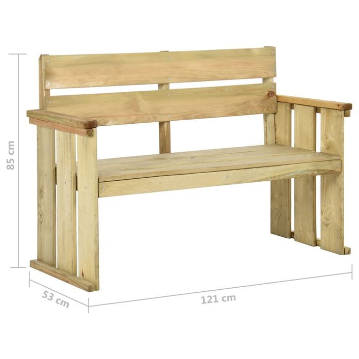 Banc de jardin 121 cm Bois de pin imprégné - Photo n°7