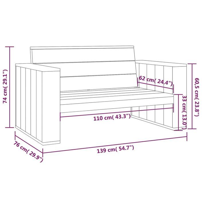 Banc de jardin 139 cm Bois de pin imprégné - Photo n°7