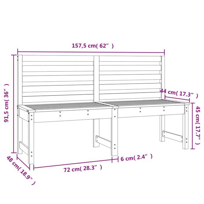 Banc de jardin 157,5 cm bois massif de pin - Photo n°7