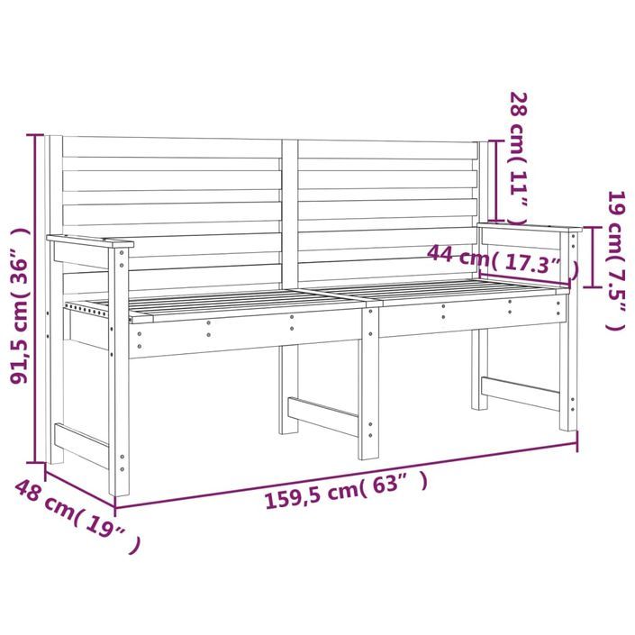 Banc de jardin 159,5x48x91,5 cm bois massif de douglas - Photo n°7