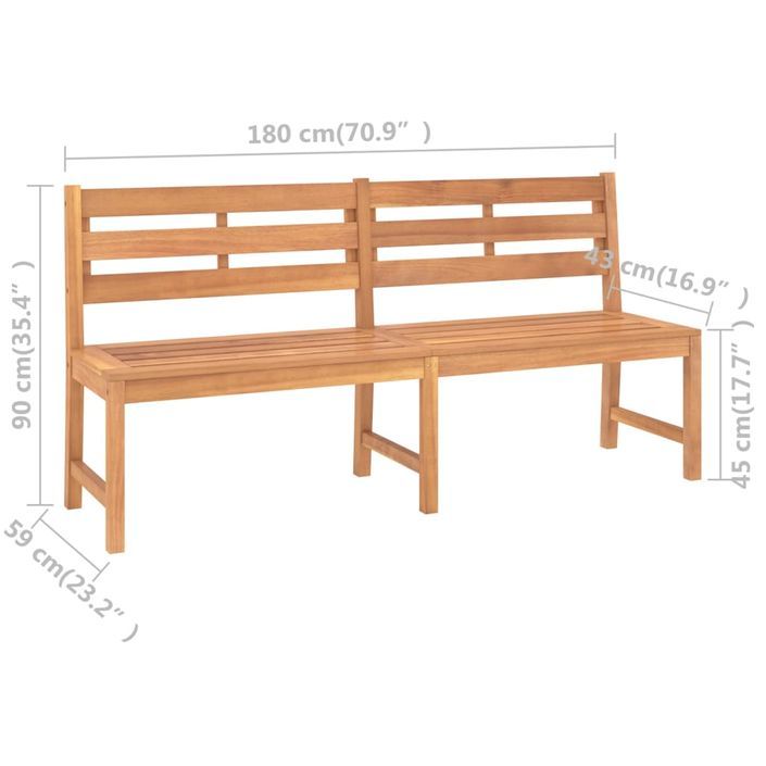 Banc de jardin 180 cm bois de teck solide - Photo n°7