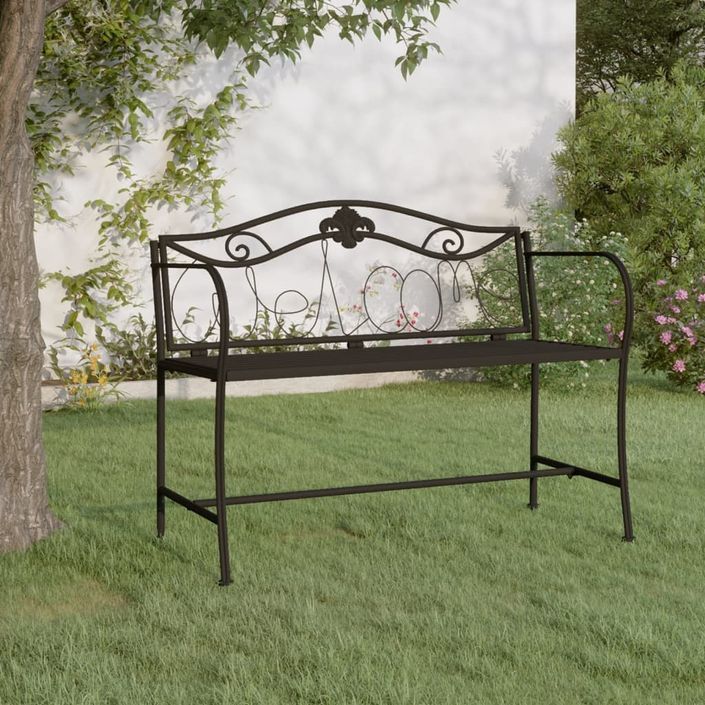 Banc de jardin 2 places 104 cm Noir Acier - Photo n°1