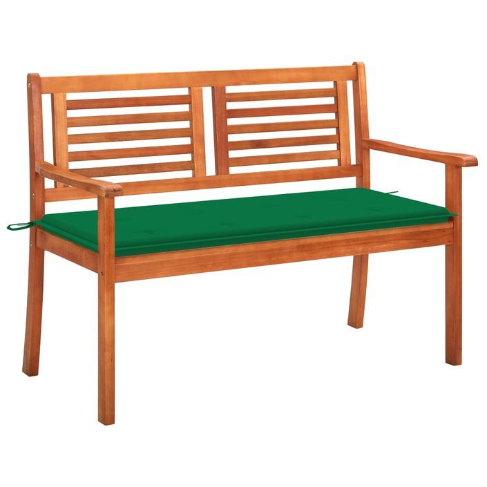 Banc de jardin 2 places avec coussin 120 cm Bois d'eucalyptus 26 - Photo n°1