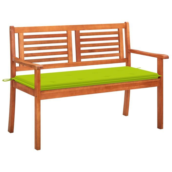 Banc de jardin 2 places avec coussin 120 cm Bois d'eucalyptus 17 - Photo n°1