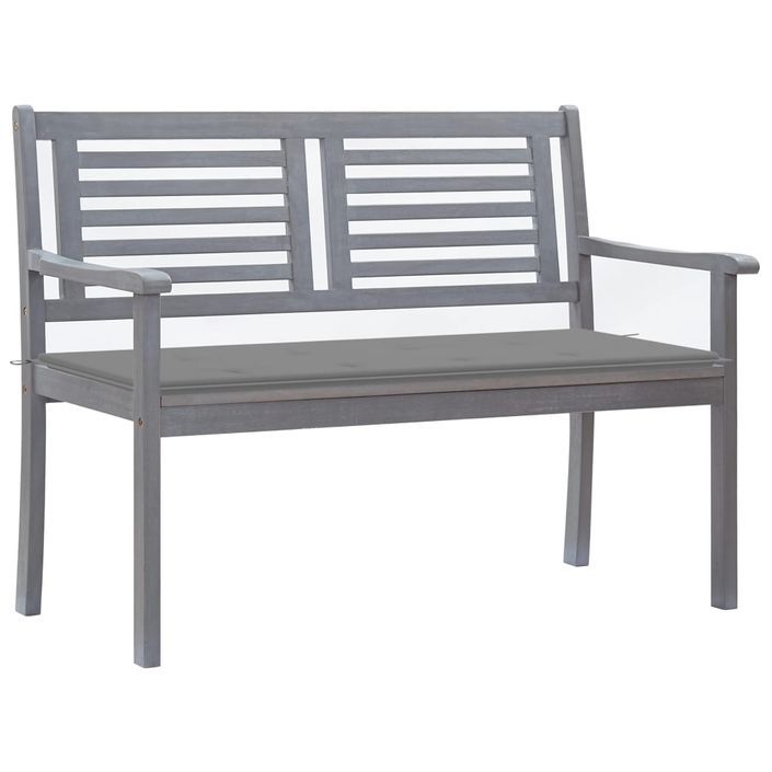 Banc de jardin 2 places avec coussin 120 cm Gris Eucalyptus - Photo n°1