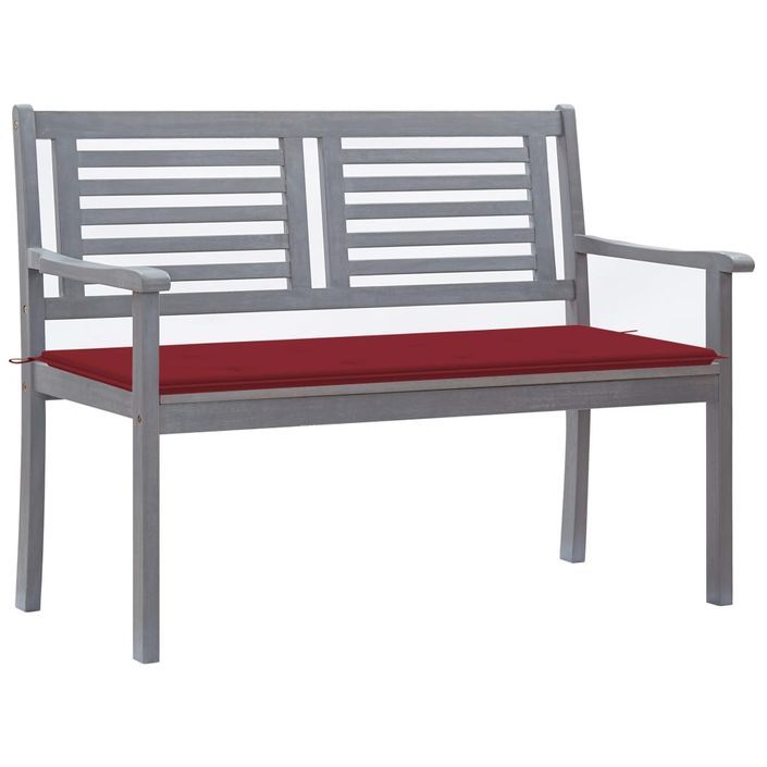 Banc de jardin 2 places avec coussin 120 cm Gris Eucalyptus 2 - Photo n°1