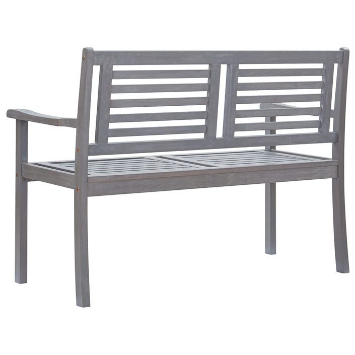 Banc de jardin 2 places avec coussin 120 cm Gris Eucalyptus 2 - Photo n°4