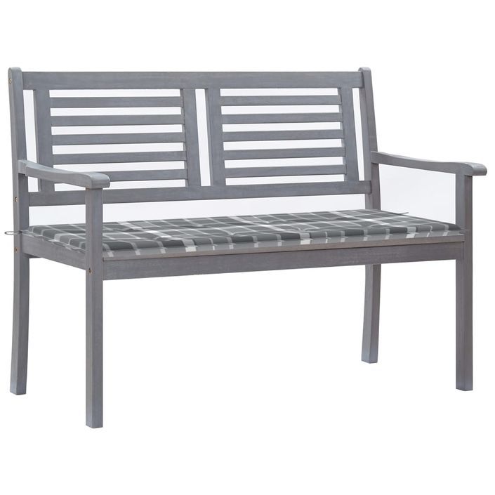 Banc de jardin 2 places avec coussin 120 cm Gris Eucalyptus - Photo n°1