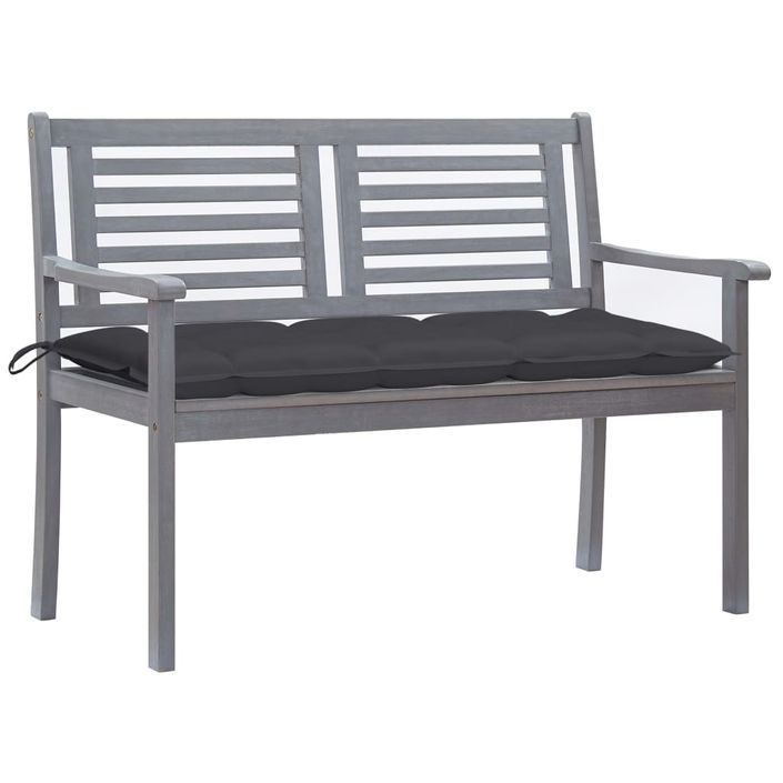 Banc de jardin 2 places avec coussin 120 cm Gris Eucalyptus - Photo n°1