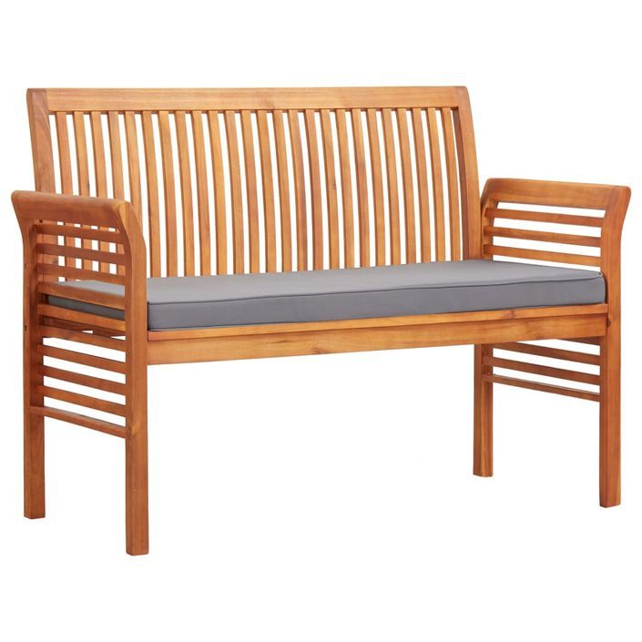 Banc de jardin 2 places avec coussin 120cm Bois d'acacia massif - Photo n°1