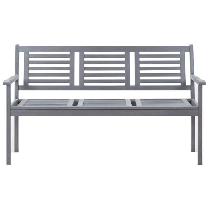 Banc de jardin 3 places avec coussin 150 cm Gris Eucalyptus 3 - Photo n°3