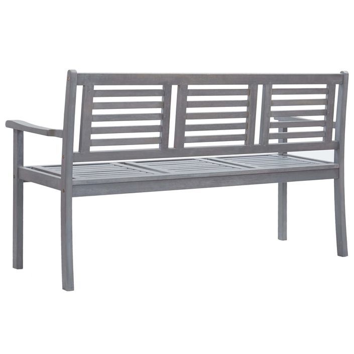 Banc de jardin 3 places avec coussin 150 cm Gris Eucalyptus 3 - Photo n°4