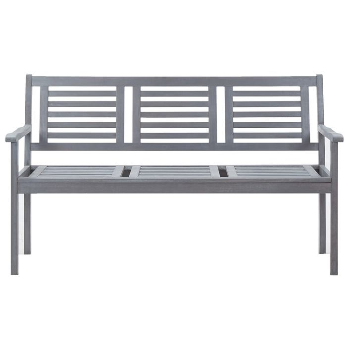 Banc de jardin 3 places avec coussin 150 cm Gris Eucalyptus 2 - Photo n°3