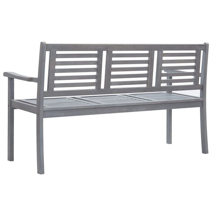 Banc de jardin 3 places avec coussin 150 cm Gris Eucalyptus 2 - Photo n°4