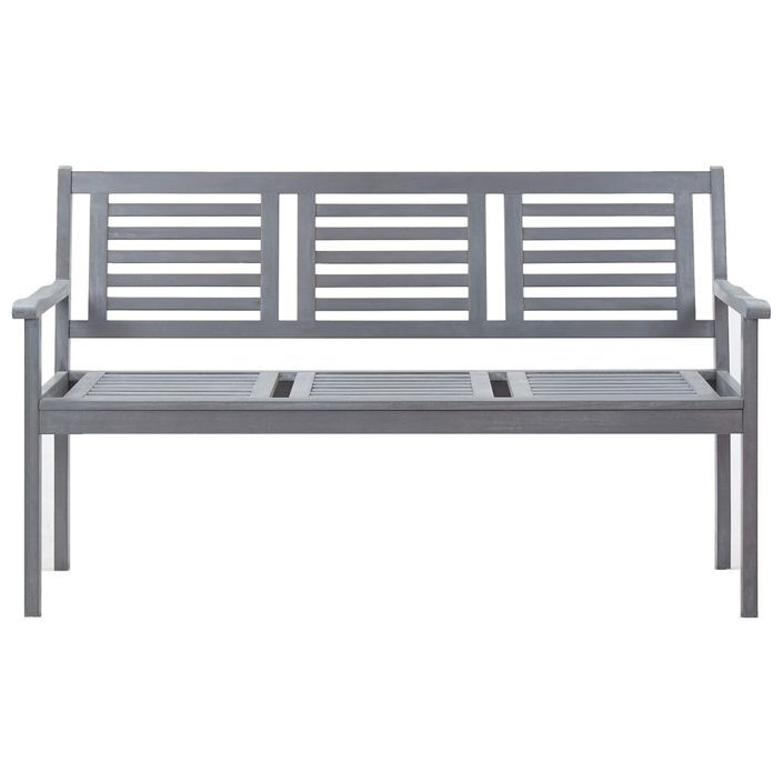 Banc de jardin 3 places avec coussin 150 cm Gris Eucalyptus - Photo n°3