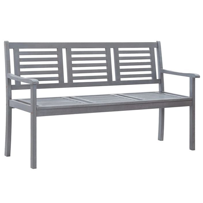 Banc de jardin 3 places avec coussin 150 cm Gris Eucalyptus - Photo n°2