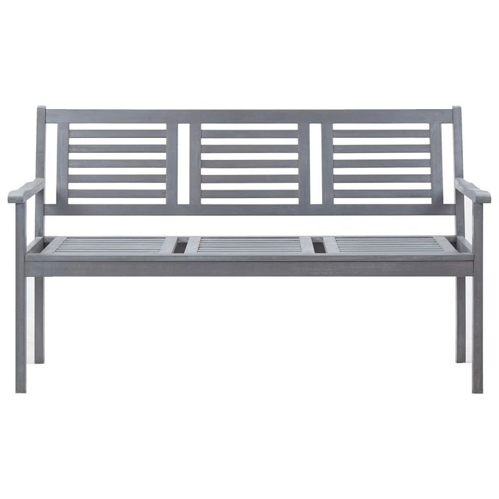 Banc de jardin 3 places avec coussin 150 cm Gris Eucalyptus - Photo n°3