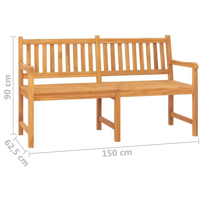 Banc de jardin 3 places avec table 150 cm Bois de teck massif - Photo n°9