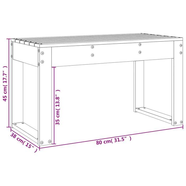 Banc de jardin 80x38x45 cm bois massif Douglas - Photo n°8