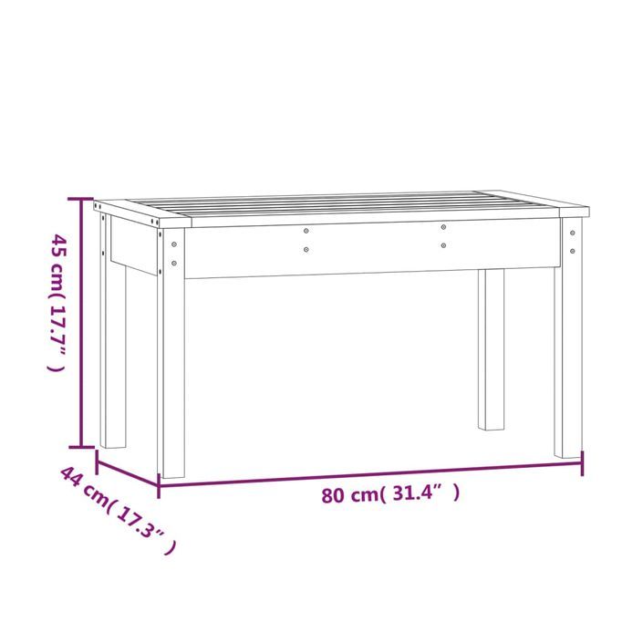 Banc de jardin 80x44x45 cm bois massif de douglas - Photo n°8