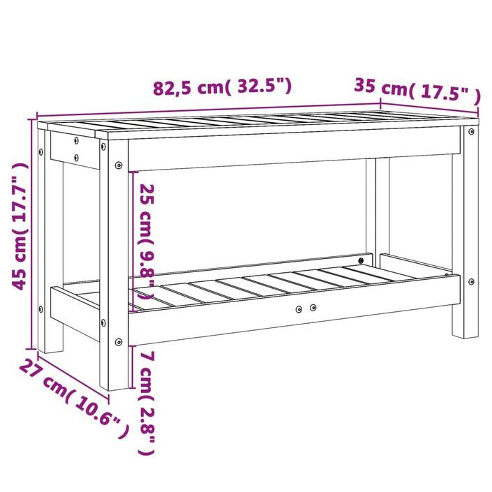 Banc de jardin 82,5x35x45 cm bois massif Douglas - Photo n°9