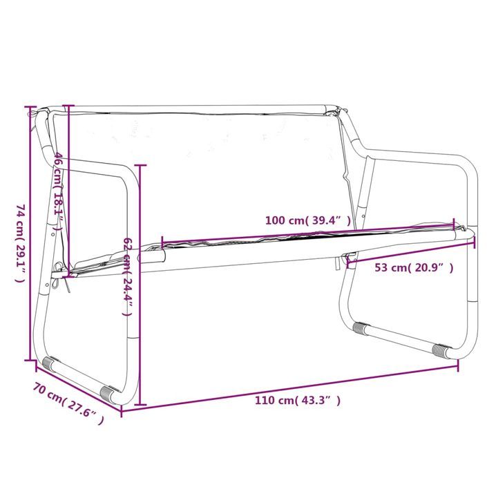 Banc de jardin à 2 places avec coussin anthracite acier - Photo n°10