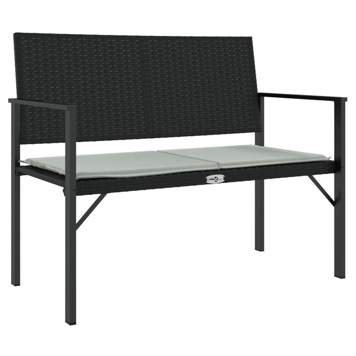 Banc de jardin à 2 places avec coussin noir résine tressée - Photo n°1