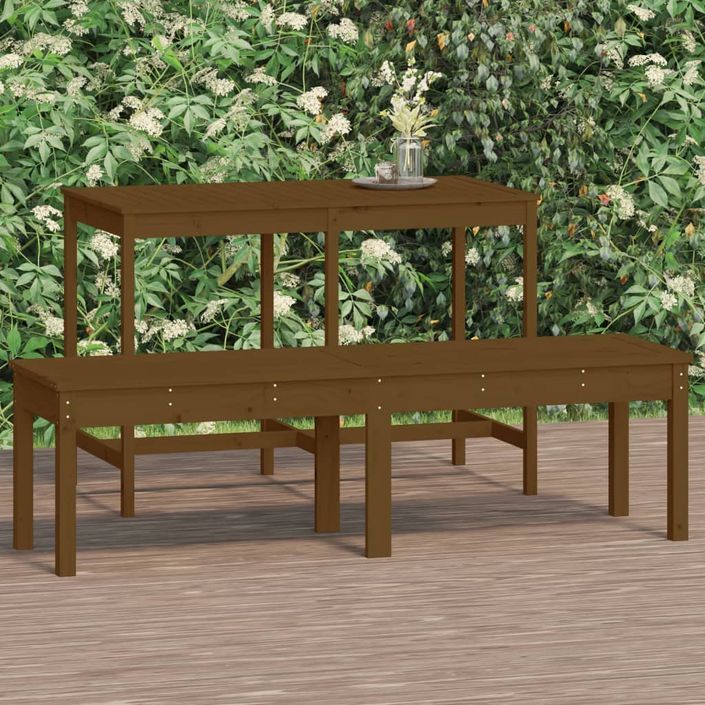 Banc de jardin à 2 places marron miel 159,5x44x45cm bois de pin - Photo n°2