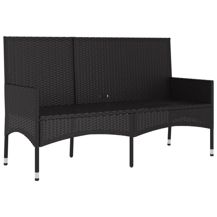 Banc de jardin à 3 places avec coussins Noir Résine tressée - Photo n°4