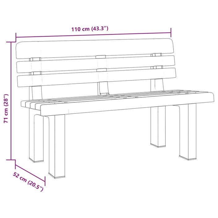 Banc de jardin anthracite 110x52x71 cm polypropylène - Photo n°9