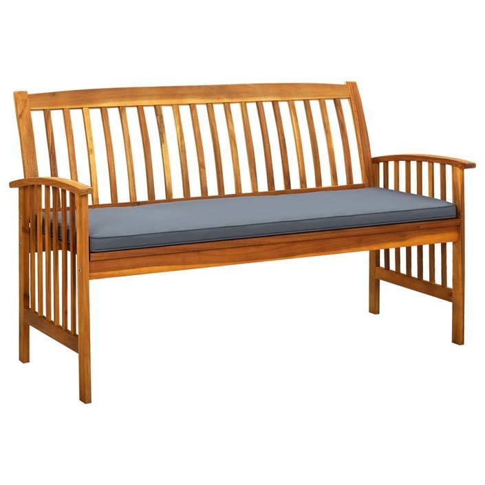 Banc de jardin avec coussin 147 cm Bois d'acacia massif - Photo n°1