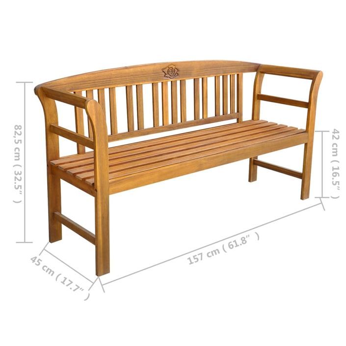 Banc de jardin avec coussin 157 cm Bois d'acacia massif 6 - Photo n°10