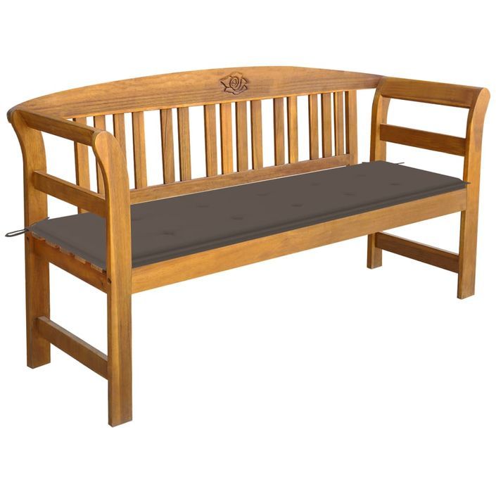 Banc de jardin avec coussin 157 cm Bois d'acacia massif 19 - Photo n°1