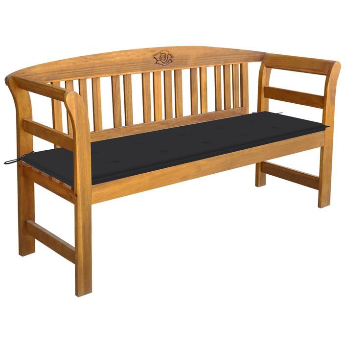 Banc de jardin avec coussin 157 cm Bois d'acacia massif 13 - Photo n°1