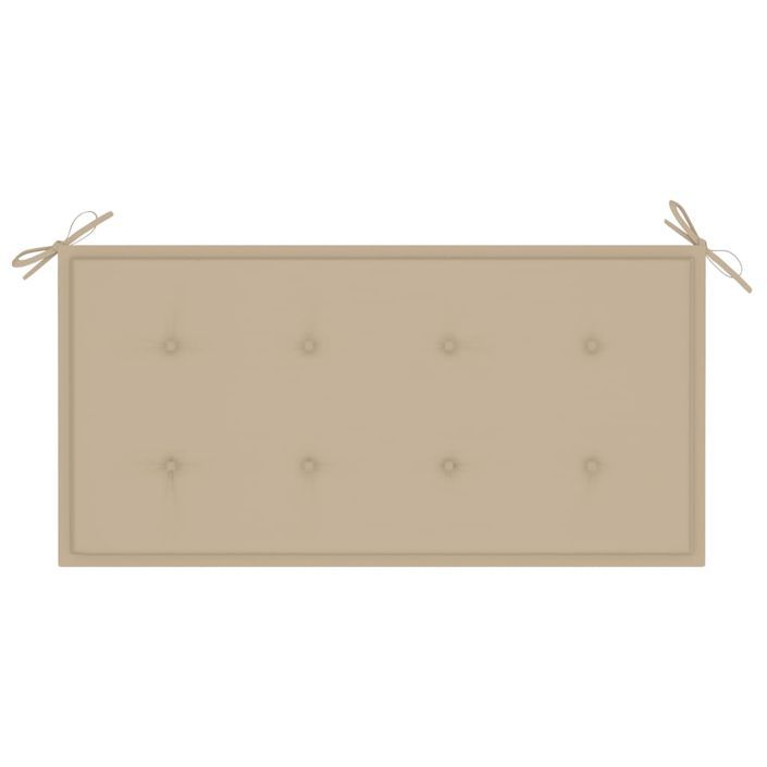 Banc de jardin avec coussin beige 112 cm Bois de teck massif 2 - Photo n°6