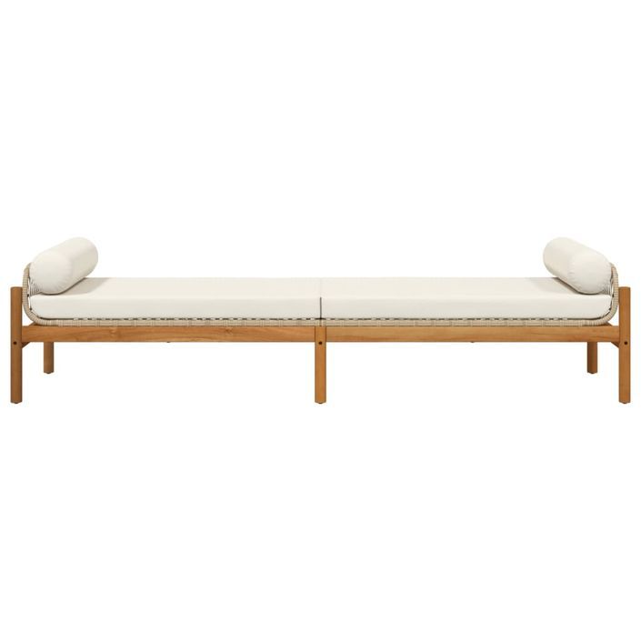 Banc de jardin avec coussin beige résine tressée acacia - Photo n°4