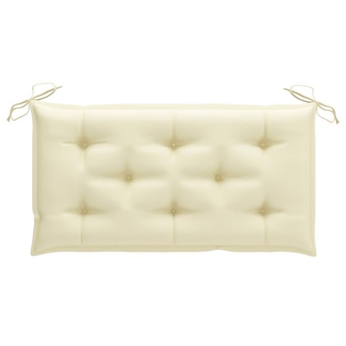 Banc de jardin avec coussin blanc crème 112 cm Bois de teck - Photo n°6