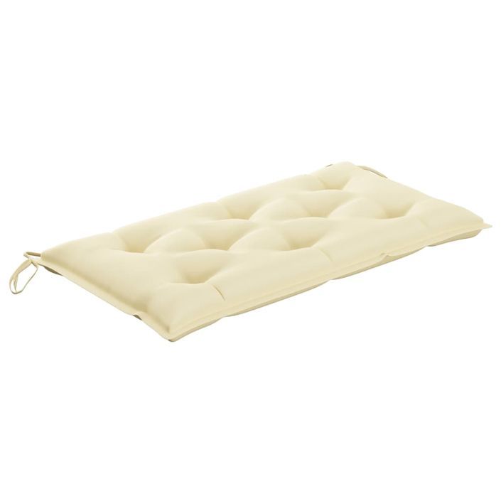 Banc de jardin avec coussin blanc crème 112 cm Bois de teck - Photo n°7