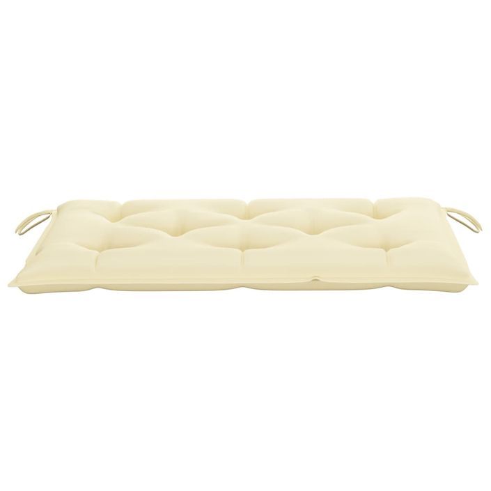 Banc de jardin avec coussin blanc crème 112 cm Bois de teck - Photo n°8