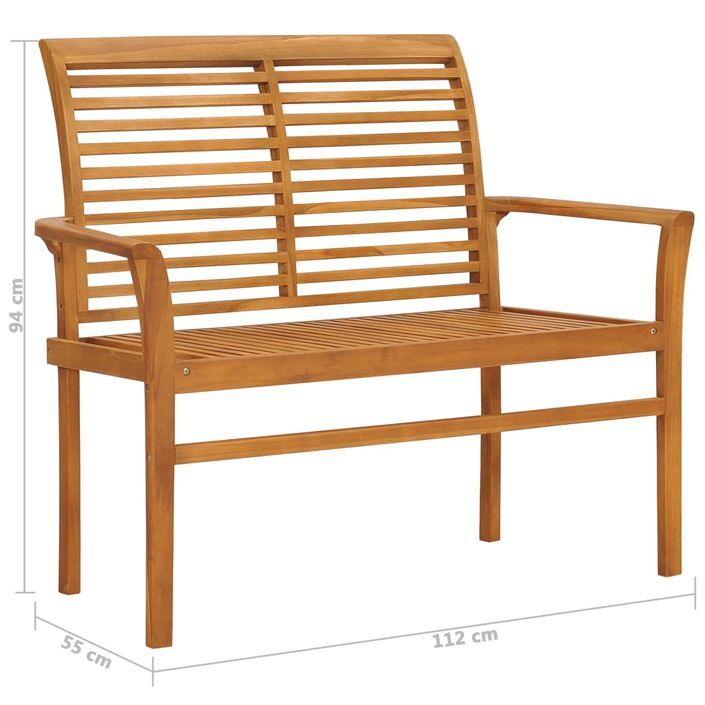 Banc de jardin avec coussin bleu 112 cm Bois de teck massif - Photo n°8