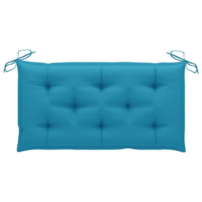 Banc de jardin avec coussin bleu clair 112 cm Bois de teck - Photo n°6